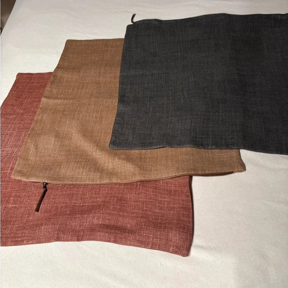 Pottery Barn Set of 3 100% Heavy Linen Pillow Shams 24”x24”